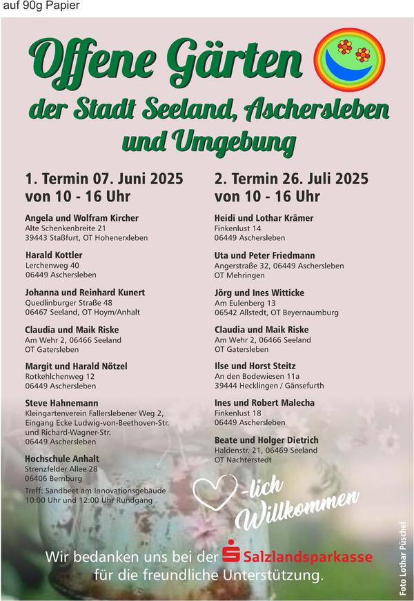Bild vergrößern: Plakat Offene Gärten in der Stadt Seeland
