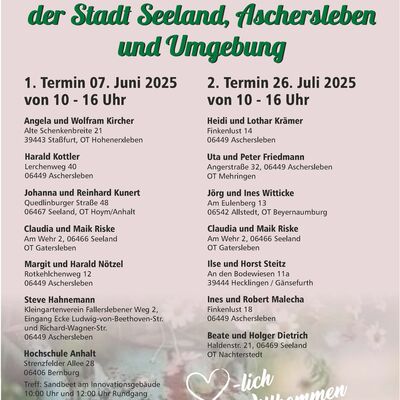 Plakat Offene Gärten in der Stadt Seeland