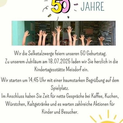 50 Jahre Kita "Selketalzwerge" - Jubiläumsfeier am 18. Juli